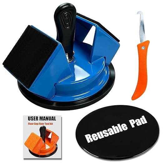 Floor Gap Fixer Tool Kit with Reusable Nano-Adhesive Pad,Heavy-Duty 45°Striking Surface Laminate Floor Repair Tools with Enhanced Suction Cup for Fixer Wood/Vinyl Plank Flooring (Blue)