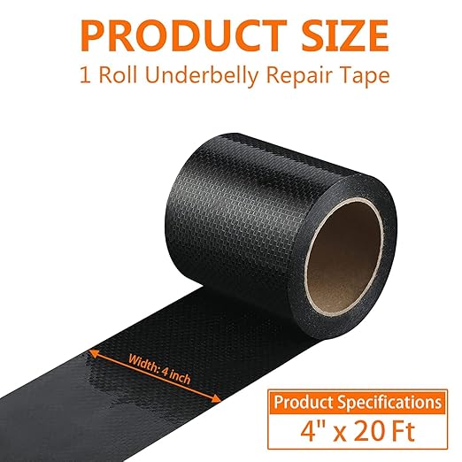 RV Underbelly Tape 4" x 20Ft, Permanent Waterproof Adhesive Repair Tape for Mobile Home Camper Travel Trailer, Wear-Resistant Fabric for Tears Holes Cuts – Strong Sealing for Motorhome & RV