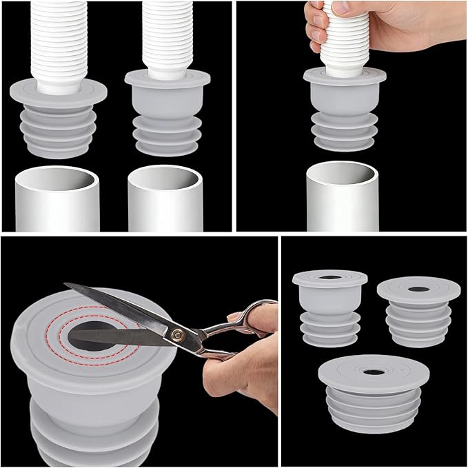 3pcs Washing Machine Drain Hose Seal, Silicone Washer Pipe Cover Plug Hose Adapter Sewer Drain Seal for Kitchen Sink Floor Pipe Bathroom Drainage Laundry Room