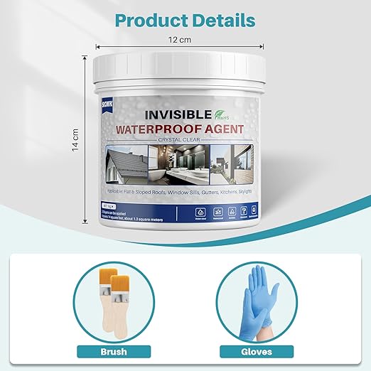 1000g Transparent Waterproof Coating Agent, Super Strong Waterproof Insulating Sealant, Invisible Waterproofing Sealant for Roofs, Walls, Indoor and Outdoor Use