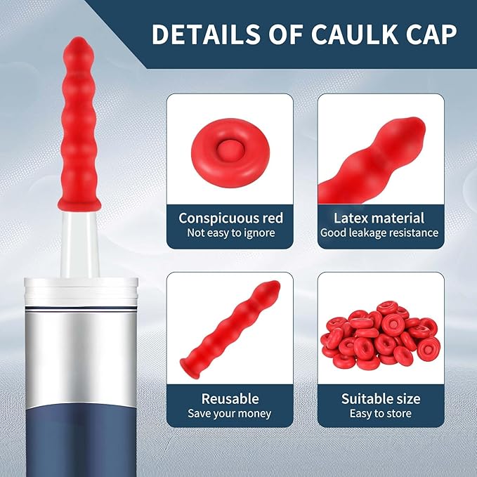 Zonon 100 Pieces Caulk Cap Caulk Saver Finishing Tool Tube Covers Tube Caps for Sealing and Preserving, Red
