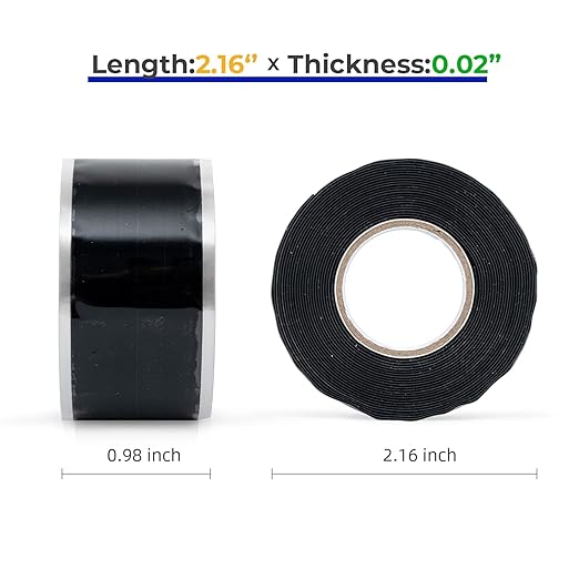 2 Rolls Rescue Tape Self-fusing Silicone Tape 1in(W) x 10ft(L) Waterproof Rubber Tape, Water Hose Leak Seal Pipe Plumbing Hose Repair Tape for Cable Insulating Strech Wrap Seal Black Grip tape