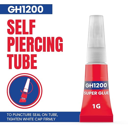 12 Grams Super Glue All Purpose with Anti Clog Cap. Ca Glue - Adhesive SuperGlue. Cyanoacrylate Glue for Hard Plastics, DIY Craft, Metal (12 g)