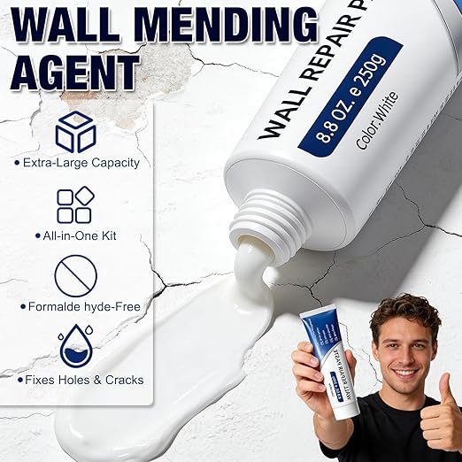 2 Pack Efficient Drywall Repair Kit with Scraper, Quick Drying Wall Repair Paste for Wall Holes, Cracks, Scratches and Graffiti for Holes Cracks Scratches Home DIY Use