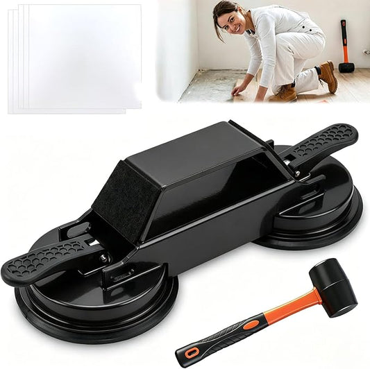 Floor Gap Fixer Tool 2026 New Heavy Duty Floor Gap Repair Tool with Enhanced Suction Cup & Mallet and 5pcs Sticky Pads for Laminate Vinyl Wood Tile Flooring (Black)