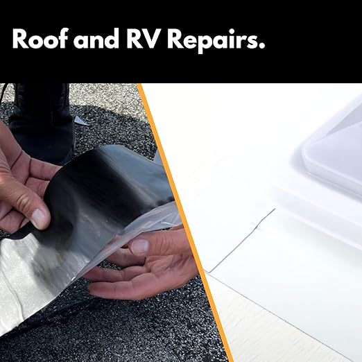 HSS Sealant Tape with MicroSealant - Waterproof Commercial Roofing Tape for Roof and RV Repair - UV- & Weatherproof - Black - 4 inch x 50 feet