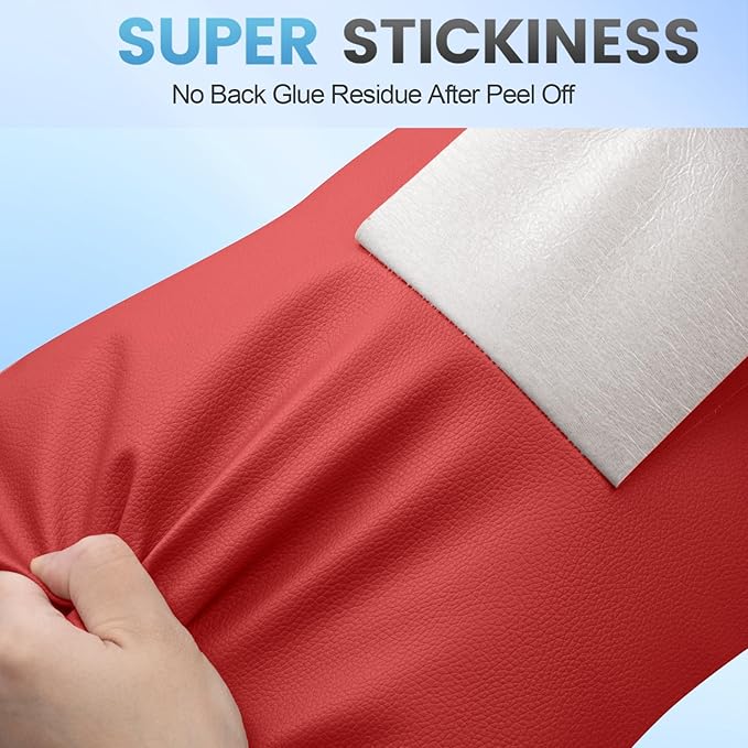 Leather Repair Patch Tape Kit, 4" x 63" Self Adhesive Leather Repair Patch for Furniture, Vinyl Leather Repair Kit for Car Seat, Chairs, Couch, Sofa, Boat Red