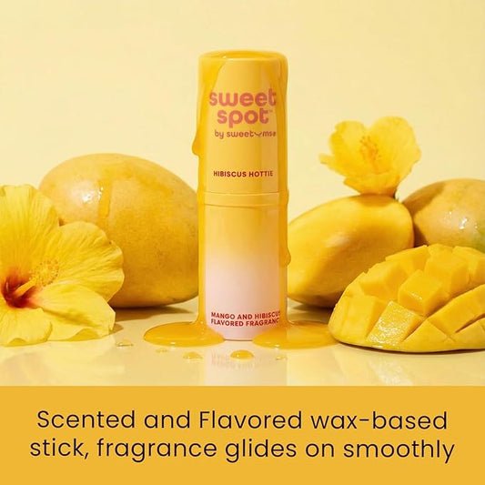 SweetSpot Flavored Solid Perfume Stick, Portable Travel Perfumes for Women, Long Lasting Fragrances, Non Sticky Formula, Natural Ingredients, Fragrance Stick (Mango Hibiscus)