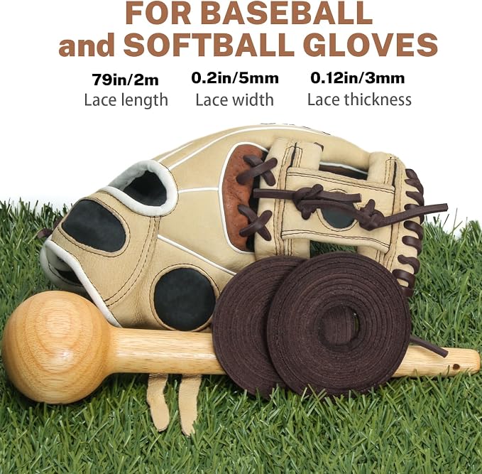Softball Baseball Glove Lace, Mitt Lace Repair Kit Includes 2 Leather Laces and Lacing Needle for Catcher's Glove