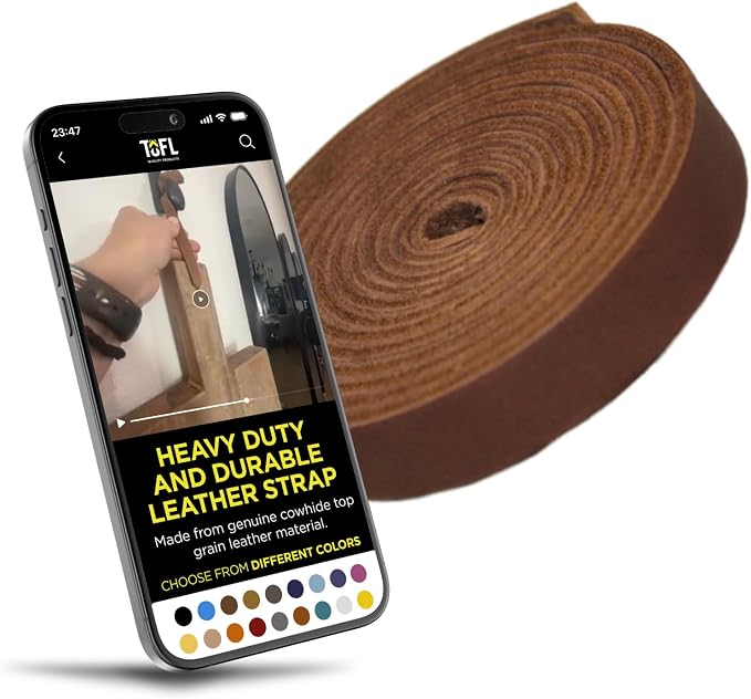 Leather Strap for Crafts & Jewelry | 72 Long × 5/8" Wide × 1/8" Thick (7-8oz) | Genuine Leather Strips for Crafts, Projects or Repairs - Medium Brown