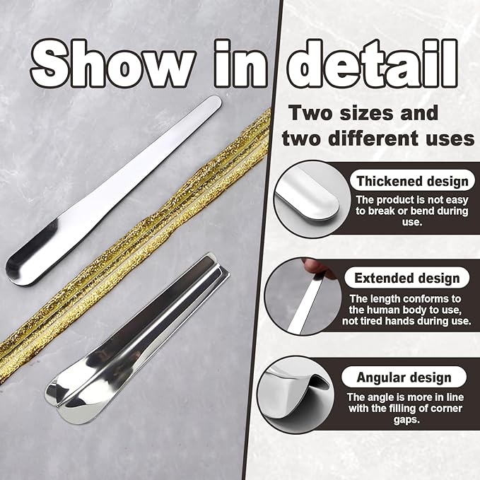 2 Pack Caulking Tool Kit, Grout Cleaning Tool, Metal Caulking Finishing Tools for Wall Tile, Grout Removal Tools for Tile, Grout Application Tool for Inside and Outside Corners