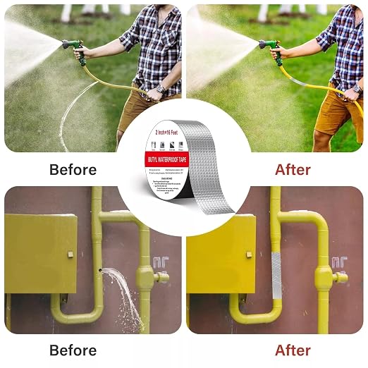 Ultimate Waterproof Butyl Repair Tape – Heavy Duty Leak Seal for Roofs, RVs, Gutters, Windows & Pipes – UV & Weather Resistant, Peel & Stick Instant Fix