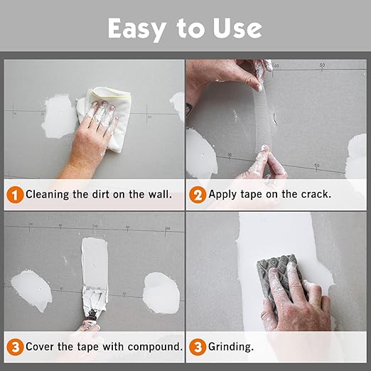 ROLLINGDOG Drywall Joint Tape, 2'' x147 ft Fiberglass Mesh Tape, Self-Adhesive Drywall Repair Tape for Wall Crack Repair, 1 Roll