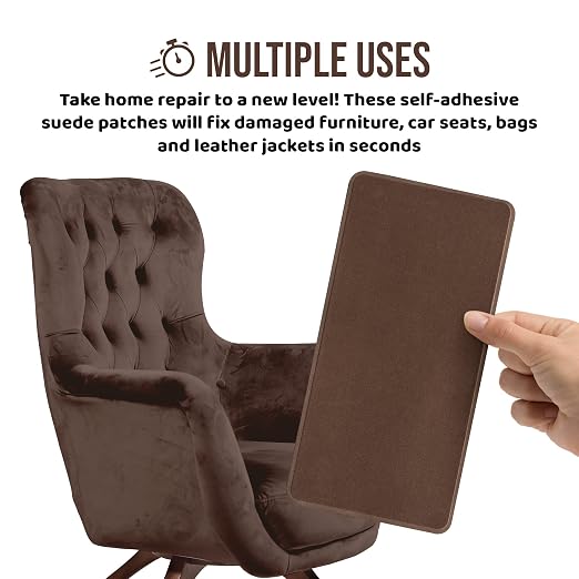 Instant MastaPlasta Suede Premium Repair Patch - Beige Suede 8in x 4in (20cm x 10cm) - Self-Adhesive Suede Upholstery-Quality Patches for Sofas, Car Interiors, Bags, Shoes & More