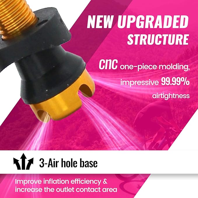 RideNow Tubeless Presta Valve Stems, 45mm Super Light 7075 Aluminum Alloy Presta Tubeless Valve Stem Kit with Valve Core Remover Tool and Valve Stem Caps, Multiple Color and Size Options(Pair), Gold