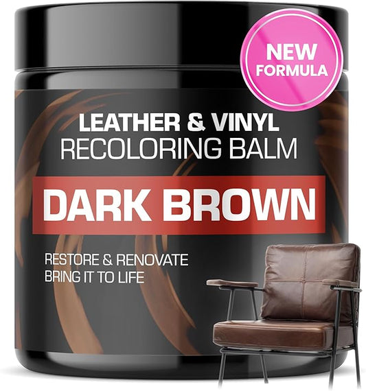 FORTIVO Leather Recoloring Balm, Leather Color Restorer, Scratch Remover, Couch Paint and Repair, Leather Balm for Couches - Dark Brown