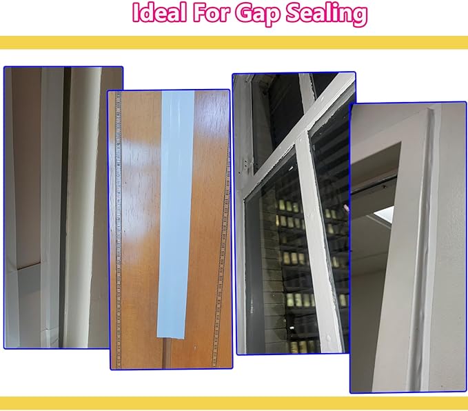 WENSSKKU White Window Weather Sealing Tape 2Inch X 65Ft,Window AC Seal Air Conditioner Sealing Tape,Residue-Free for Keep Out Drafts Cold Air Rain Dust Smog