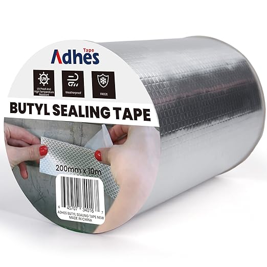Adhes Butyl Sealing Tape 8 inch x 33feet, Waterproof Rubber Adhesive Repair Tape for Roof, Window, RV, Pipe, Gutter & Leak Fixing – Weatherproof & UV Resistant