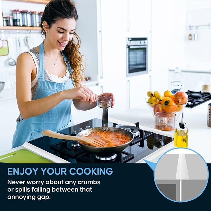 Silicone Stove Gap Covers (2PCS), 25 inch Stove Gap Filler Between Stovetop and Counter, Heat Resistant and Easy Clean Guard, Semi-Clear