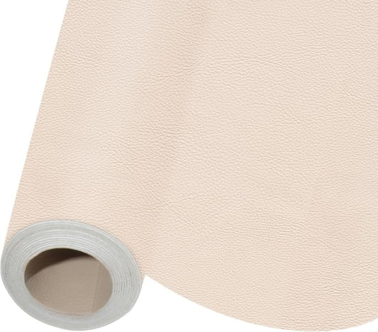 Self Adhesive Leather Repair Patch, Leather Patches for Furniture, Leather Repair Tape for Couch Sofa Car Seat Chair Furniture Repair, Leather Repair Kit (Beige-Litchi Grain, 17X79 Inch)