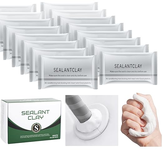 Waterproof Sealant Mastic,Pack of 8 White Seal Putty Waterproof Duct Seal Repair Sealing Clay, Quick Mending Mud for Drain Connection, Wall Hole, Air Conditioning Hole Seal Putty (16 Pack)