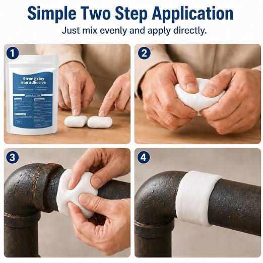 High-Strength Multi-Purpose Repair Clay,Strong Clay Iron Adhesive,High-Strength Multi-Purpose Repair Putty,All Purpose Pool 𝐂lay for Bonding Plastic Metal Ceramic Wood Tile Glass (2Pcs)