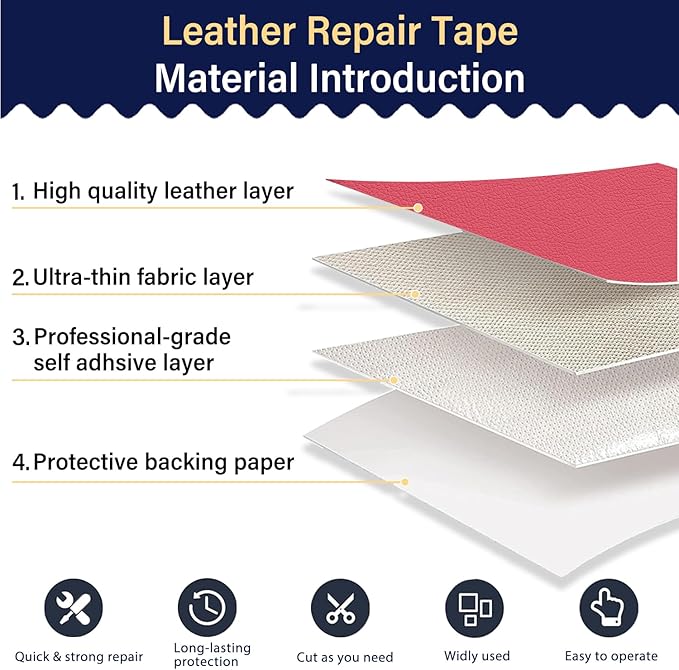 Zenyao Leather Repair Patch Tape - Self Adhesive Leather Repair Kit for Car Seat Furniture, Heavy Duty Vinyl Repair Patch for Couch Sofa, Waterproof Fix for Tears, 8x11 Inch Sheet, 2 Pieces, Hot Pink