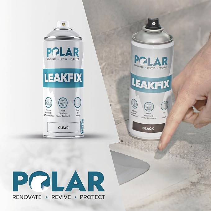 Polar Clear Leak Fix Spray - 2 x 13.5fl. oz - Waterproof Roof Sealant - Instantly Seals Leaks and Cracks, for Lasting Protection on Roofs, Drainpipes & Gutter Repairs- for Interior and Exterior Use