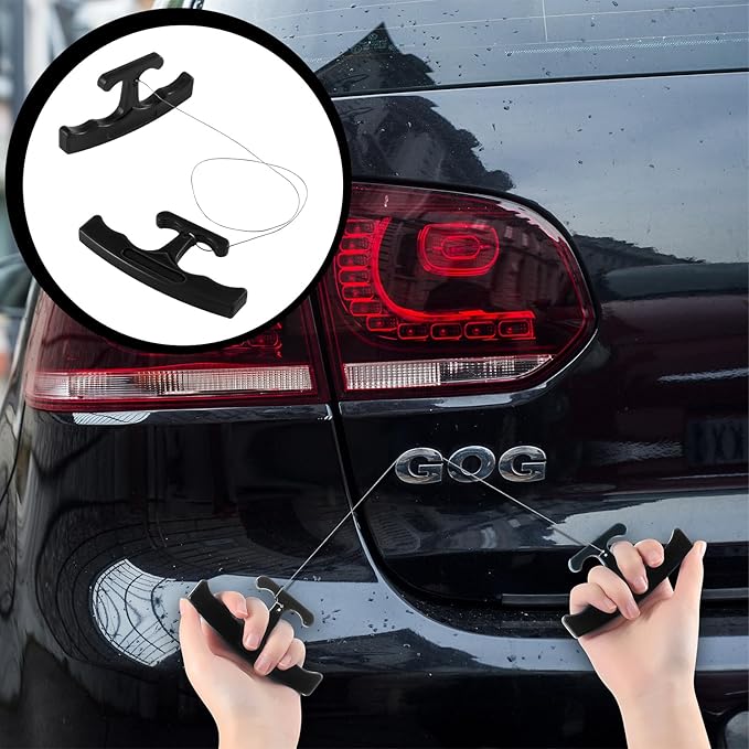 Therwen Car Emblem Removal Tool Wrap Tools Plate Line Badge Remover Car Surface Emblem Removal Kit with Extra 5M PE Cables for Vehicle Window Film Installation(Black)