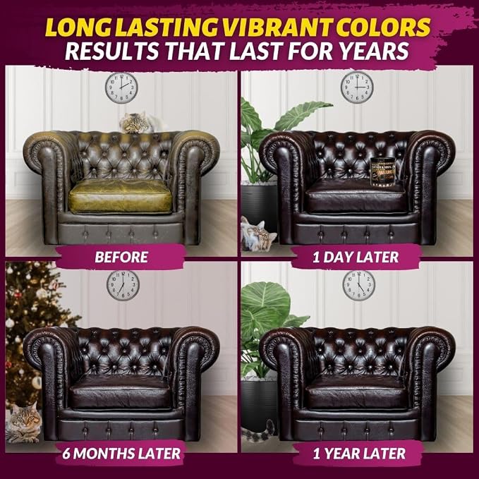 COCONIX Leather & Vinyl Recoloring Balm - Dark Brown | Restore Faded, Worn, and Peeling Leather and Vinyl on Sofas, Chairs, and Car Seats | Vibrant Colors with Simple Application