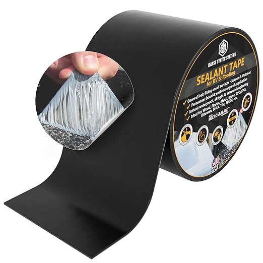 HSS Sealant Tape with MicroSealant - Waterproof Commercial Roofing Tape for Roof and RV Repair - UV- & Weatherproof - Black - 6 inch x 25 ft.