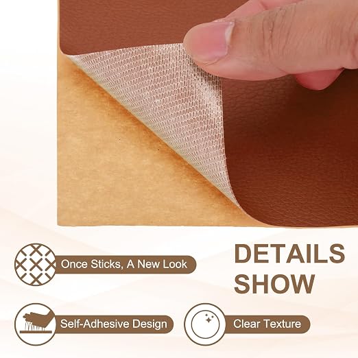 PATIKIL Leather Repair Patch, 2 Pack 10 x 24 Inch Self-Adhesive Vinyl Patch Furniture Tape Repair Kit for Sofas Couches Stools Chairs Cabinets Bags, Brown