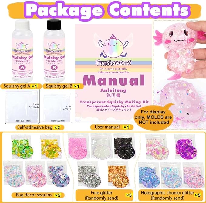 Taba Squishy Making Kit Clear Gel Flex Rubber Crystal Liquid Silicone 6.8oz Pack
