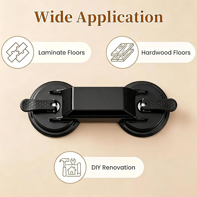 Floor Gap Fixer Tool 2026 New Heavy Duty Floor Gap Repair Tool with Enhanced Suction Cup & Mallet and 5pcs Sticky Pads for Laminate Vinyl Wood Tile Flooring (Black)