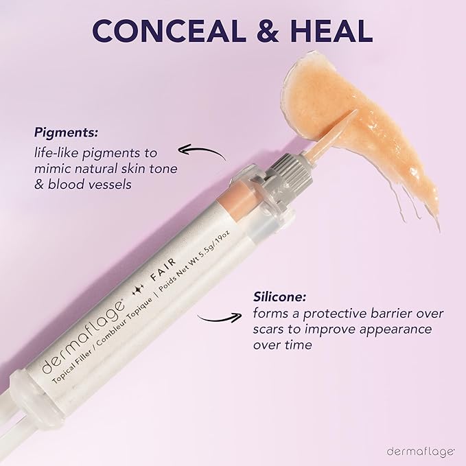 Dermaflage Scar Filler Kit - Fair- Deep Scar Cover and Waterproof Concealer for Acne Scars Wrinkles, and Ice Pick Scars Makeup, 1 mo supply