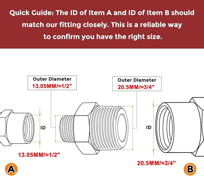 Pack of 5, 1/2" MNPT To 1/4" MNPT Solid Brass Hex Nipple Hose Connectors W/Sealing Tapes, Male Pipe Adapter for Pipe Leak Repair, Bathroom Remodeling, Tool Extension, Compression