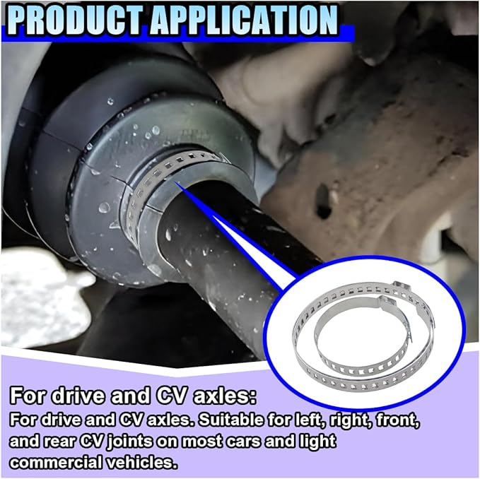 24PCS CV Boot Clamp Kit, Adjustable Axle CV Joint Boot Crimp Clamps, Stainless Steel Drive Shaft CV Boot Band Clamps Repair Tool Kit (12PCS Large+12PCS Small)