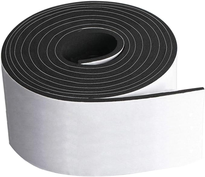 Neoprene Foam Strip Roll By Dualplex, 4" Wide x10' Long 1/8" Thick, Weather Seal High Density Stripping with Adhesive Backing – Weather Strip Roll Insulation Foam Strips