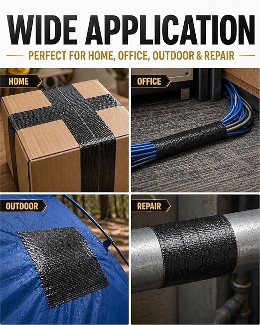 Black Duct Tape Heavy Duty: Wide Waterproof Outdoor Duck Furniture Repair Tape Bulk - Strong Adhesive Weather UV Resistant No-Residue Masking Tapes Patterns Variety Pack (3, White+Grey+Black)