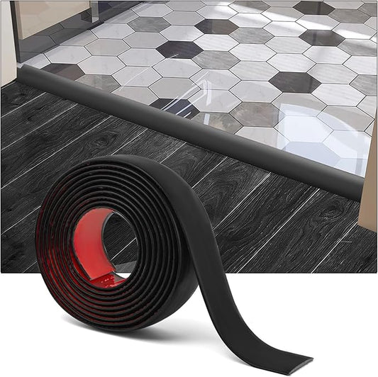 Art3d 10 FT Self Adhesive Vinyl Floor Transition Strip, Laminate Floor Strip Floor Flat Divider Strip for Joining Floor Gaps,Carpet Threshold Transition,Floor Tiles（1.57in, Black）