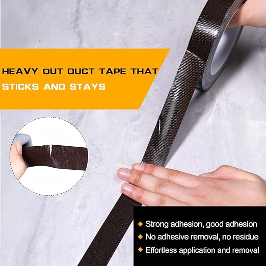 Brown Duct Tape 1 Inch x 33 Yards, Heavy Duty Waterproof Repair Tape, Straight Hand-Tear Cloth Tape for DIY Craft, Camping Gear, Home Maintenance & Packing