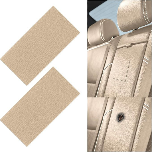 2PCS PU Leather Patch for Car Seat Repair,Self-Adhesive Leather Repair Patch Tape Vinyl Repairs Kit,Portable Car Leathers Repairs Kit (Khaki)