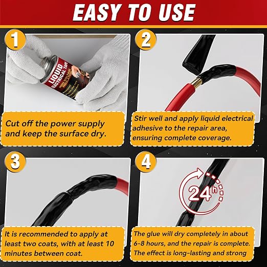 Liquid Electrical Tape, 125ML Waterproof Black Insulating Glue for Wires, Cables, Plugs, Circuit Boards, Automotive, Marine Applications, Quick Dry, Replaces Traditional Insulation Tape, Wire Glue
