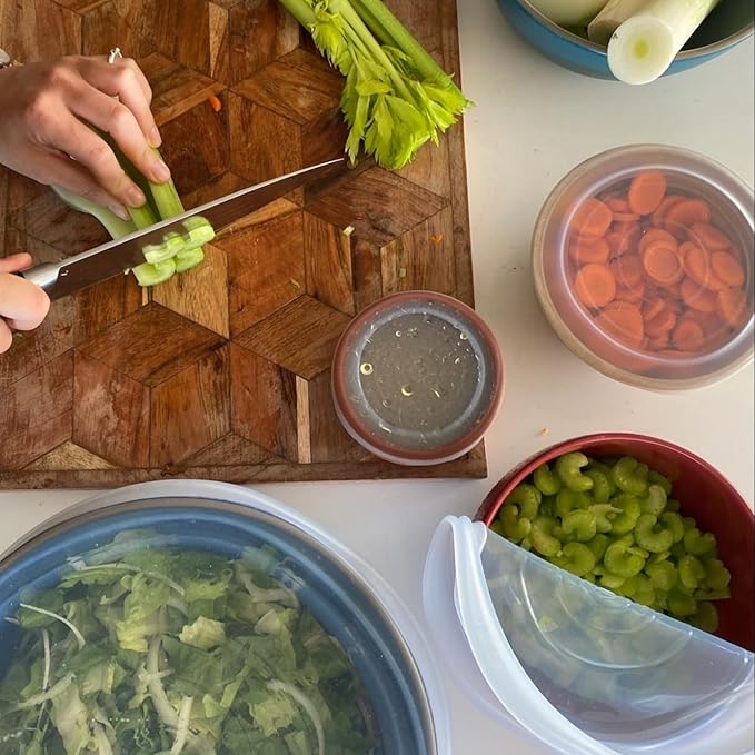 Stasher Premium Reusable Silicone Stretch Lids, Clear, 4pk of 9”, 6.5”, 4.5”, and 2.5” Lids, Airtight Seal, Food Container Covers, BPA Free, Leak-Free, Dishwasher Safe, Microwave Safe, Eco-Friendly