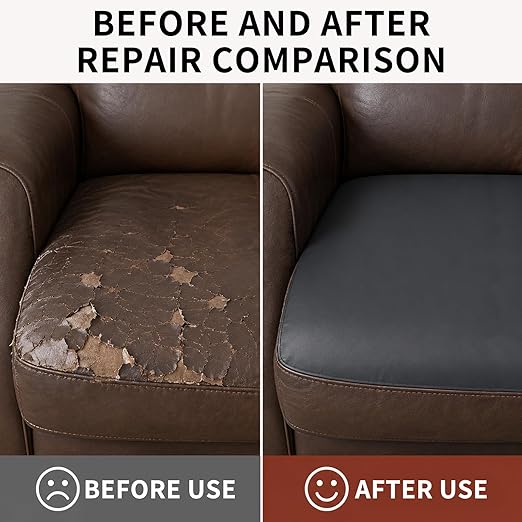 BSZHTECH Leather Repair Tape, Self-Adhesive Leather Repair Patch for Couch Furniture Sofas Car Seats, Advanced PU Vinyl Leather Repair Kit(Dark Grey, 23.6X79 inch)
