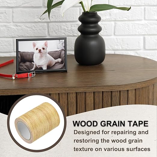 PATIKIL Wood Grain Tape 3.1" x 15 Ft, Self-Adhesive Wood Texture Repair Tape Realistic Wood Effect Contact Paper Patch for Furniture Cabinets Floor Walls Home Decoration, Yellow Oak