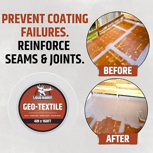 Liquid Rubber Geo-Textile - Fix Leaks - Repair and Restore - Easy to Use, 4 Inch x 160 Foot Roll