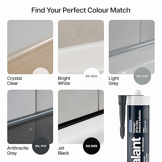 Anthracite Gray Construction Sealant & Adhesive All-in-One Hybrid Polymer | Superior to Silicone Bathroom Caulk Sealant | Waterproof, Paintable, Dark Gray | Kitchen Bathroom Outdoor - 300 ml 1 Pack