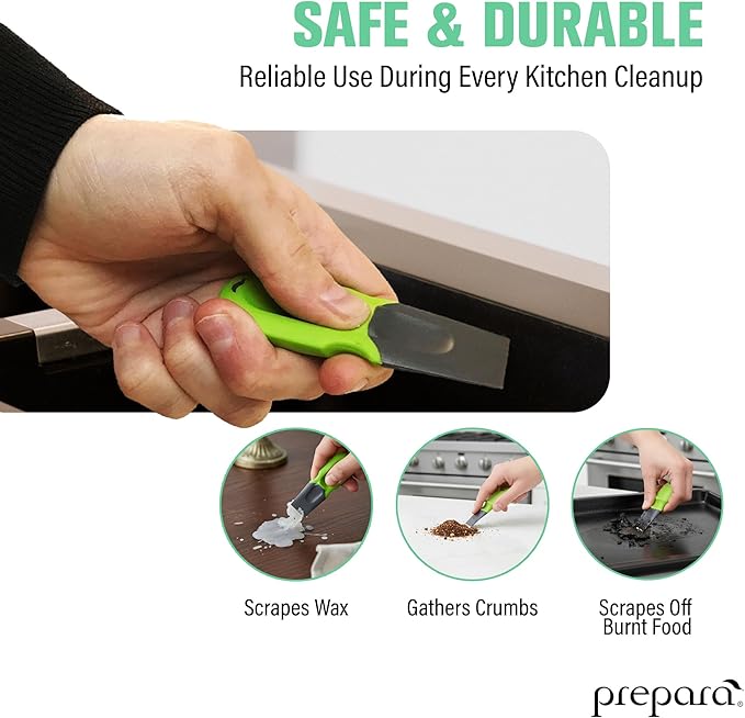 Prepara Thumb Scraper, 4-Pack - Durable Kitchen Cleaning Tools with Ergonomic Grip, BPA-Free Plastic & Nylon, Dishwasher Safe Scrapers for Removing Stuck-On Food from Pots, Pans, Surfaces
