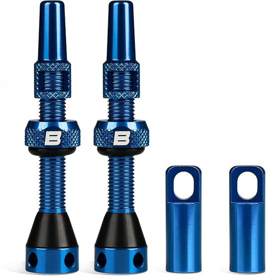 BWSHLF Tubeless Presta Valve Stem 40/44/55/60/65/80/100 mm, Super Light Alloy Presta Valve Stem Kit with Valve Core Remover Tool and Valve Stem Caps - Multiple Color and Size Options(Pair)